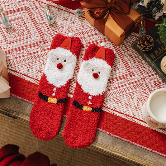 Soft Coral Fleece Warm Ball Pack Christmas Socks
