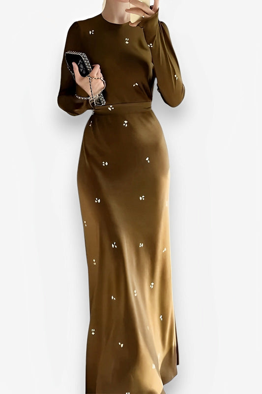 long-sleeved belt slimming hip dress