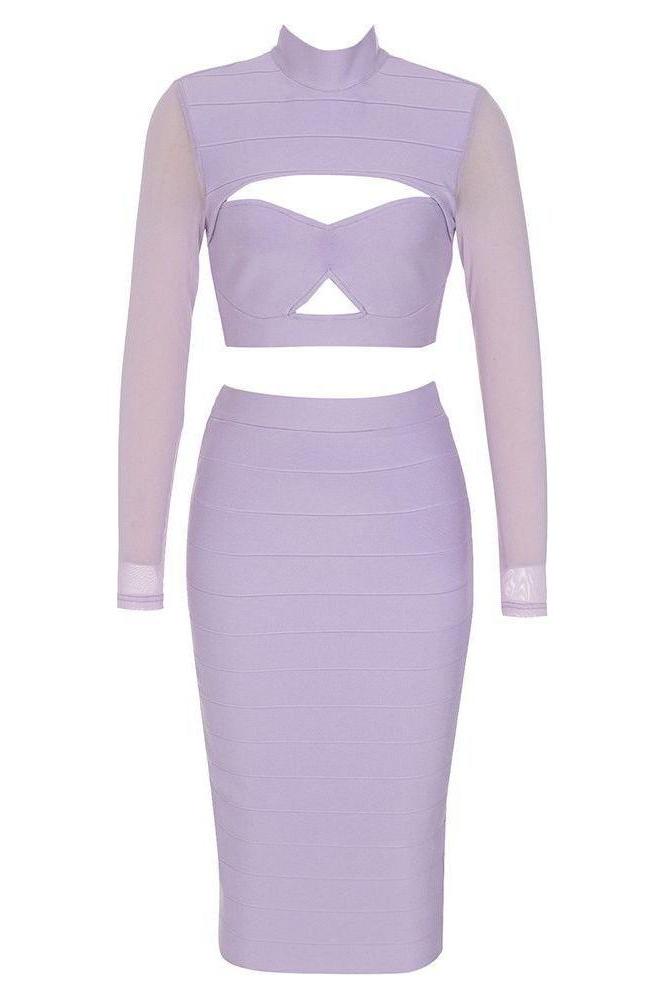 Sexy hollow mesh long-sleeved slim skirt Dress