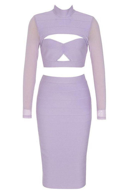 Sexy hollow mesh long-sleeved slim skirt Dress