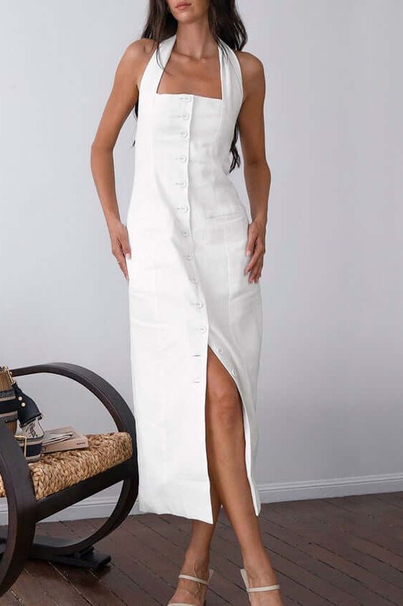 Halter Neck Backless Long Dress