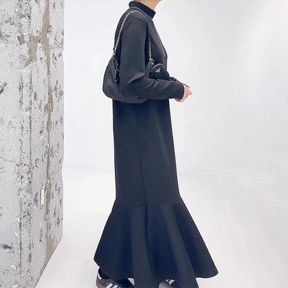 VibeMartini-Casual Long-sleeved Sweatshirt Fishtail Long Dress