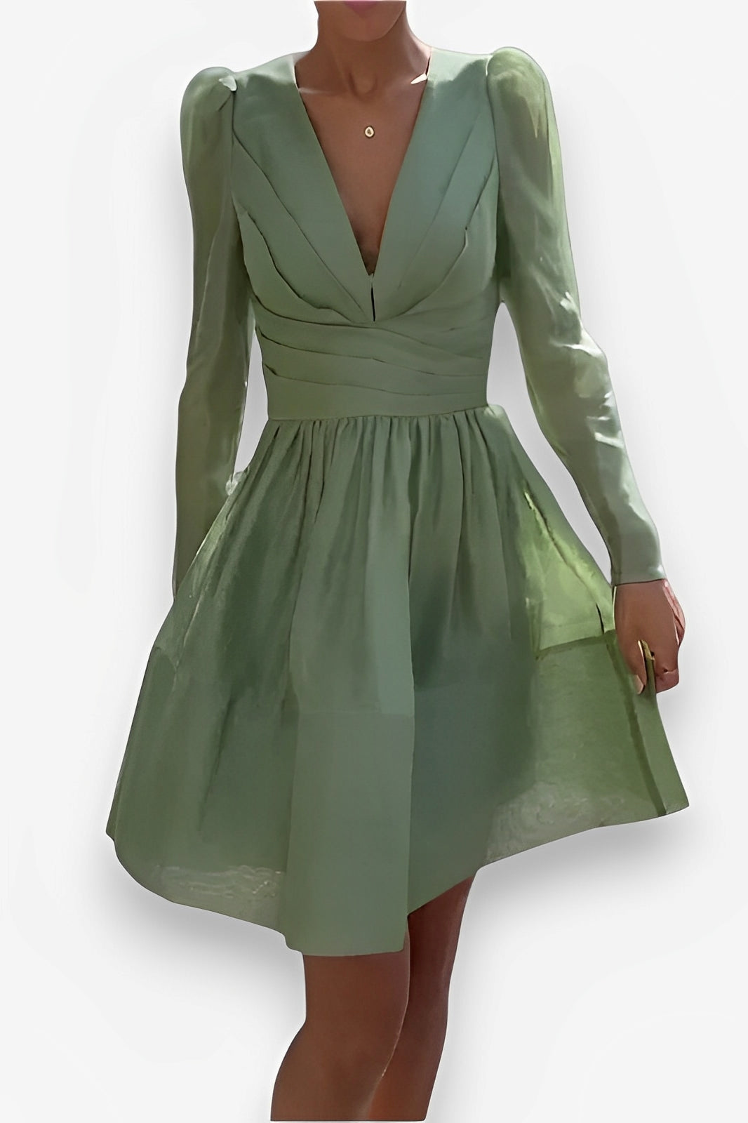 Mint green pleated cake dress