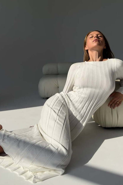 Backless Strappy Ribbed Dress