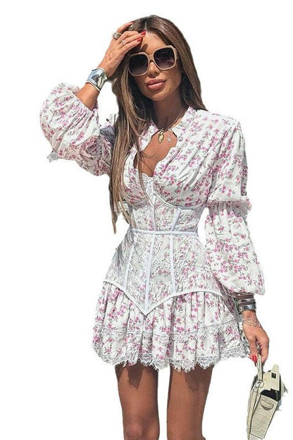 Long Sleeve Short Lace Dress