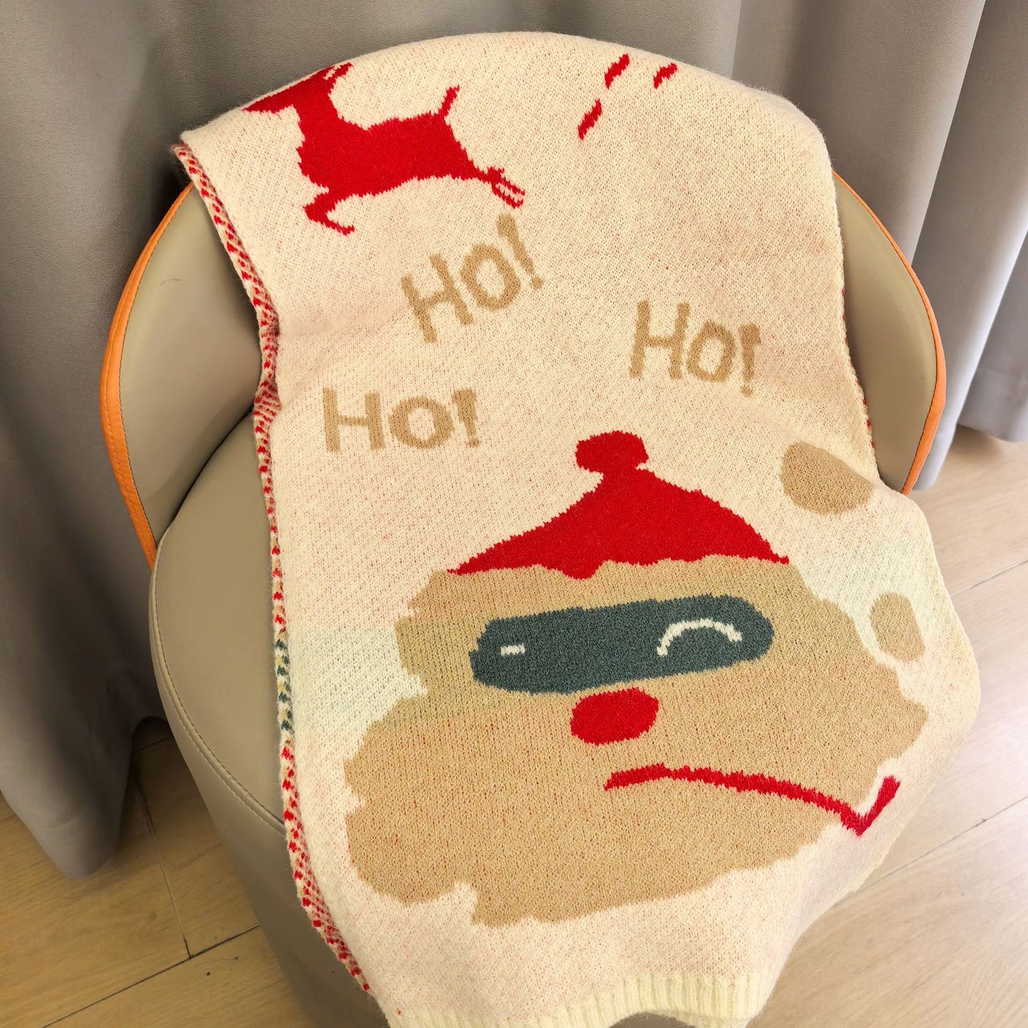 Fluffy Santa Cap Red Christmas Scarf