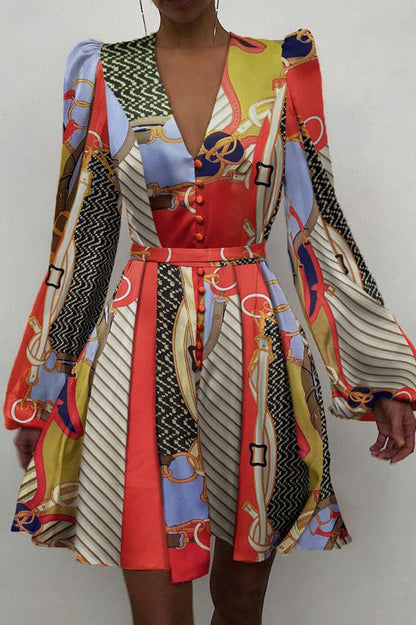 Satin V-neck Slim Dress