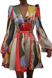 Satin V-neck Slim Dress