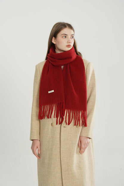 Woven Fringe Wool Blend Christmas Scarf