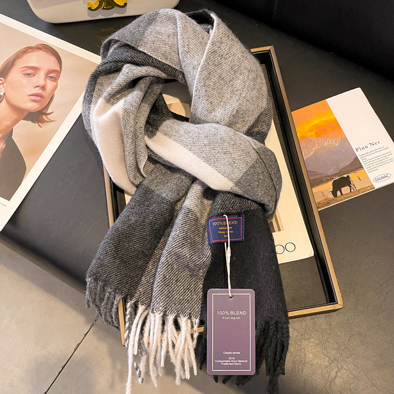 Burgundy Thermal Knit Plaid Christmas Scarf