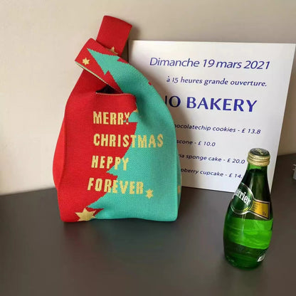 Christmas Woven Practical Gift Candy Handheld Bag