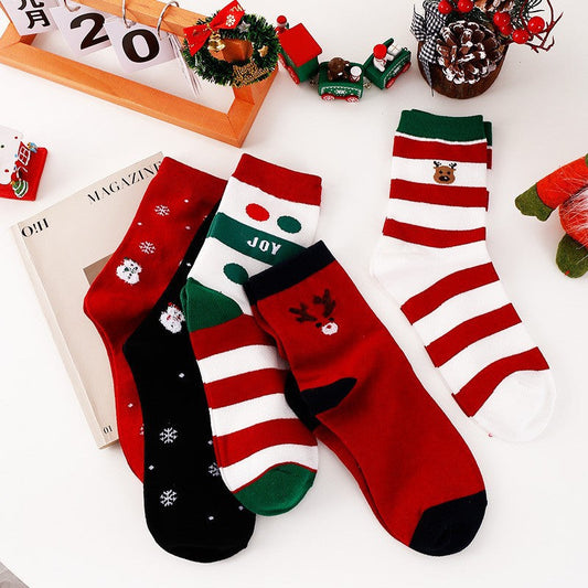 Cute Christmas Stripe Mid Calf Christmas Socks