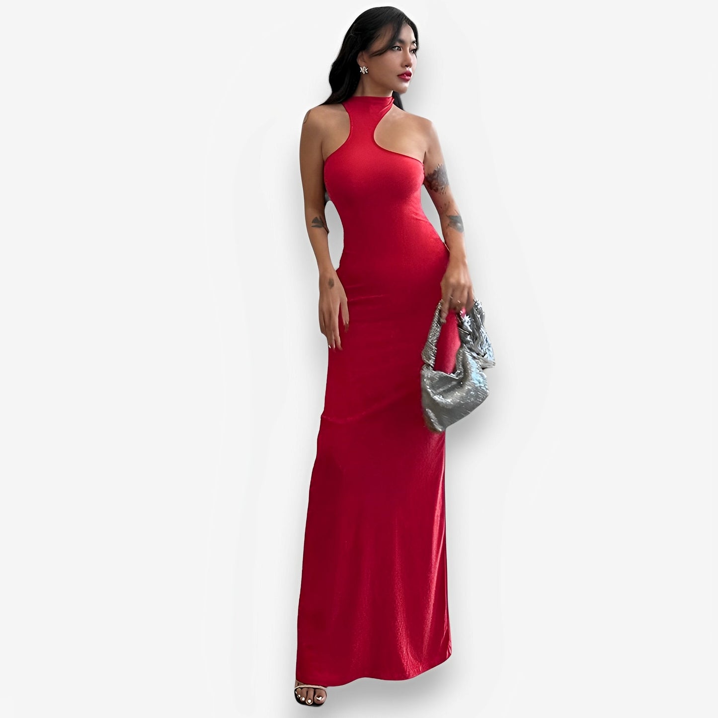 Halter Neck Backless Mid-Length Dress