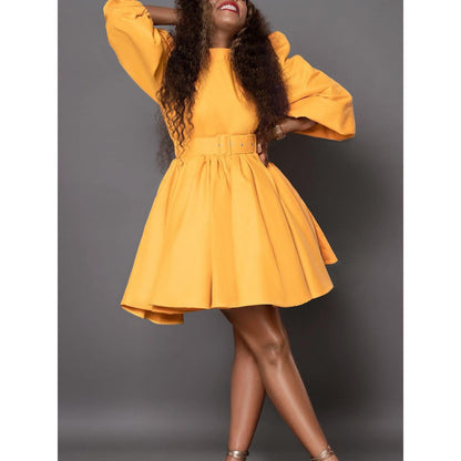 Puff Sleeve Waist Dress