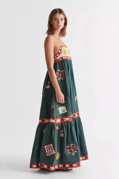 Printed Sleeveless Long Dress