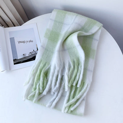 Plaid Mohair Blend Christmas Scarf