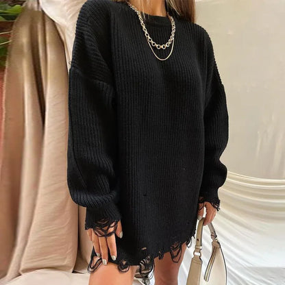 Oversized Casual Sexy Club Y2K Women Knitted Green O Neck Christmas Sweater Black / S Sweaters-L