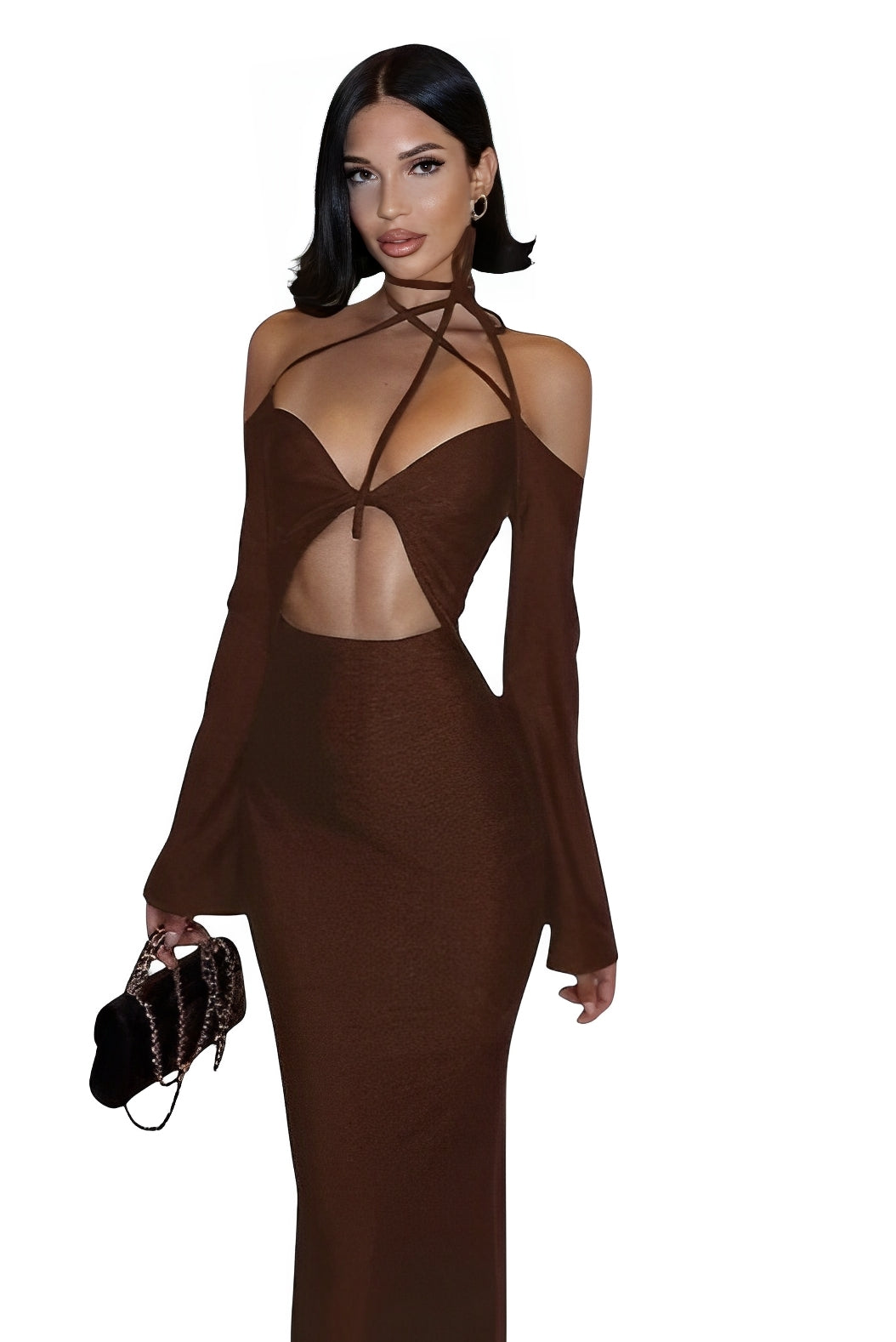 Hollow backless lace-up dress