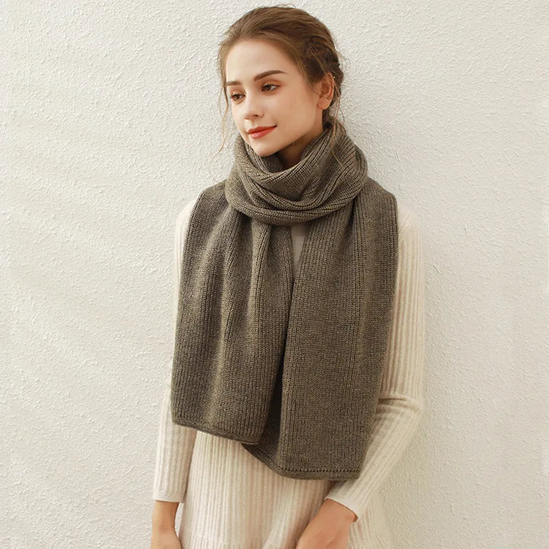 Cashmere Rib Knit Winter Scarf - Long Muffler For Women Mocha Brown / L170Cm W30Cm Scarfs-L