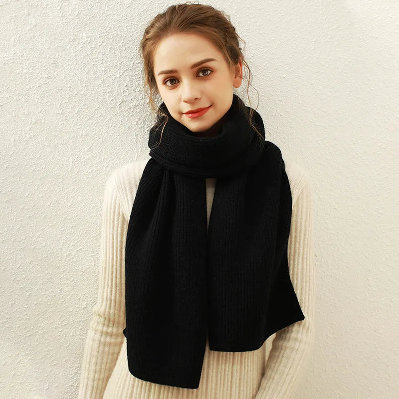 Cashmere Scarf For Women - Thick And Warm Winter Black / L170Cm W30Cm Scarfs-L
