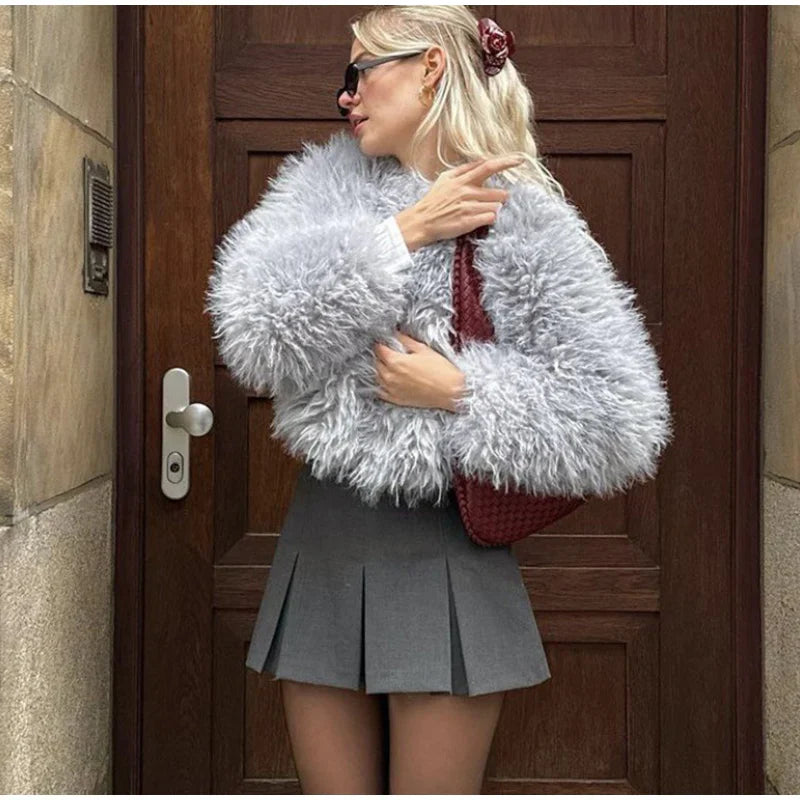 Faux Fur Jackets Women Casual Loose Warm Soft Cardigan Coats Female 2024 Winter Fashion Solid Long Sleeves Outwears Lady