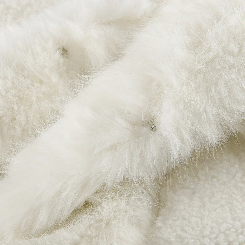 Faux Fur Hooded Coat Women Fashion High Street Fluffy White Snow Jacket Winter Warm Slim Outwear Stylish Lady Outfits