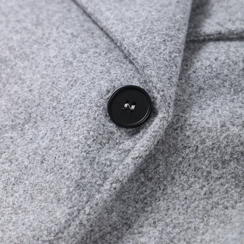 Elegant Single Breasted Woolen Women Coat Loose Lapel Long Sleeve Female Short Jacket Autumn Winter New Grey Lady Outwear