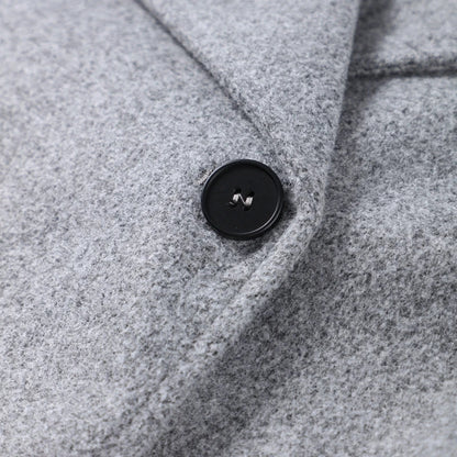 Elegant Single Breasted Woolen Women Coat Loose Lapel Long Sleeve Female Short Jacket Autumn Winter New Grey Lady Outwear