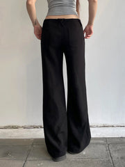 Casual Loose Solid Suitpants Office Lady Basic Mid-Waisted Straight Wide Leg Pants Women Summer Fashion Streetwear