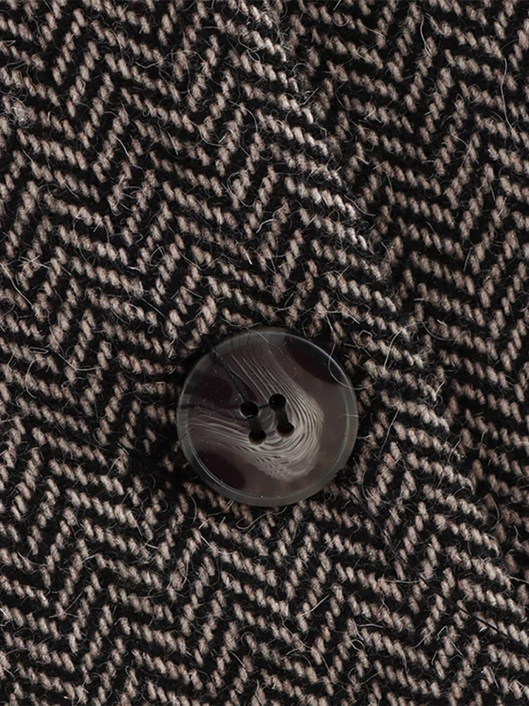 Herringbone Wool Tweed Women Suit Blazer New Single Breasted Lapel Jacket Autumn Winter Formal Fashion Coat Lady Outwears