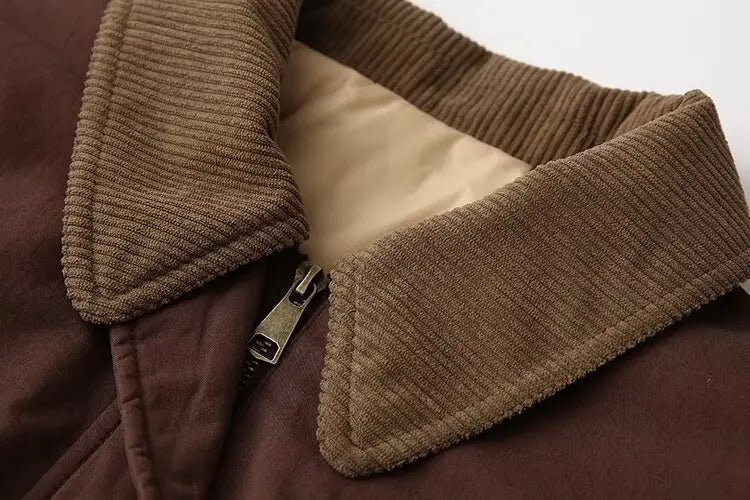 Casual Lapel Single Breasted Pocket Women's Bomber Jacket Vintage Long Sleeves Elastic Hem Loose Winter Coat 2024 Chic Outerwear