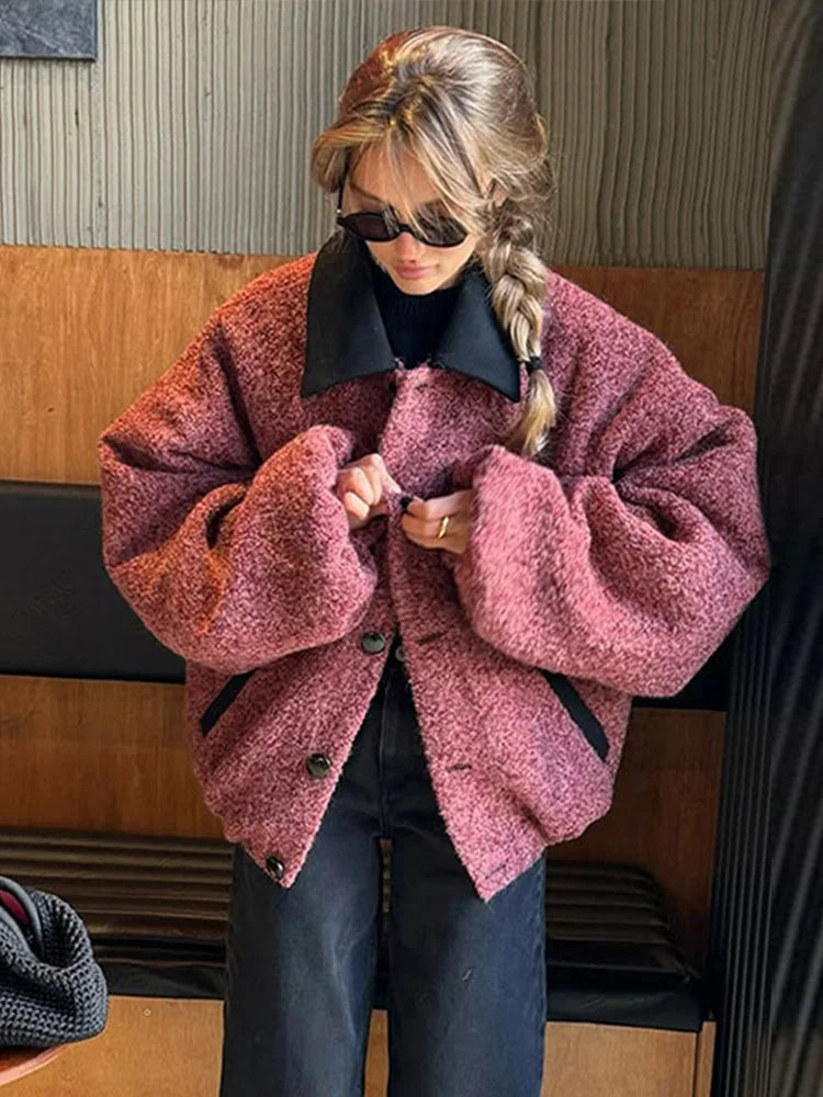 Vintage Solid Lapel Jackets Women Casual Loose Single Breasted Jacket Coat With Pockets Female New Spring Chic Street Outwear