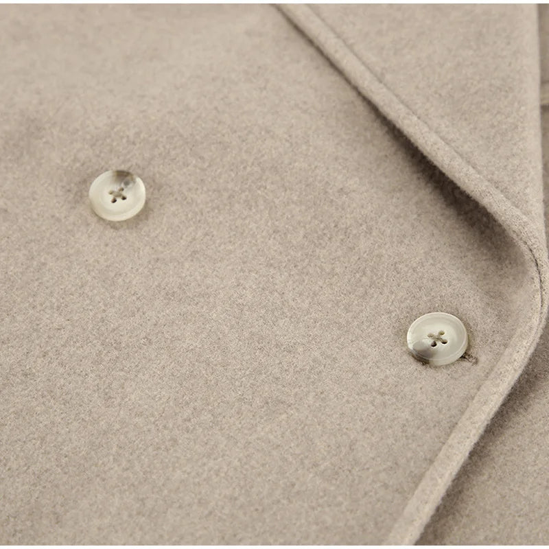 TAVIMART  -  Vintage Large Lapel Collar Short Coats Women Retro Casual Double-Breasted Pocket Coat Female Autumn Chic Loose Street Outwear