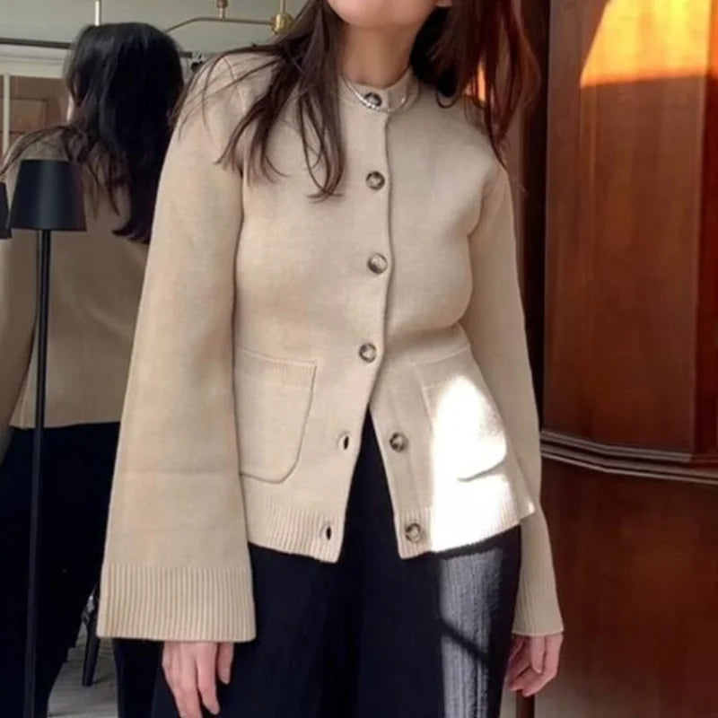 3 Colors Versatile Knits Autumn Loose Casual Basic Classic Women's Cardigan Pockets Tops Lady Fall Fashion Outerwear