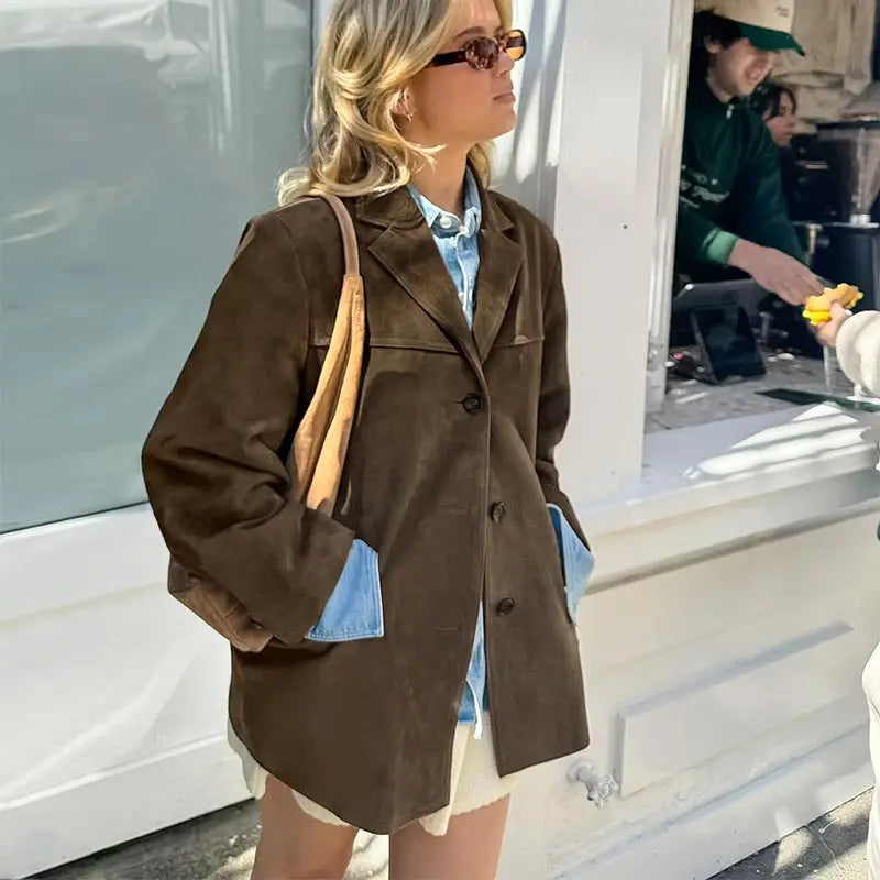 Fashion Turn Down Collar Suit Jacket for Women Casual Long Sleeve Single Breasted Female Coats Autumn Office Ladies Suits