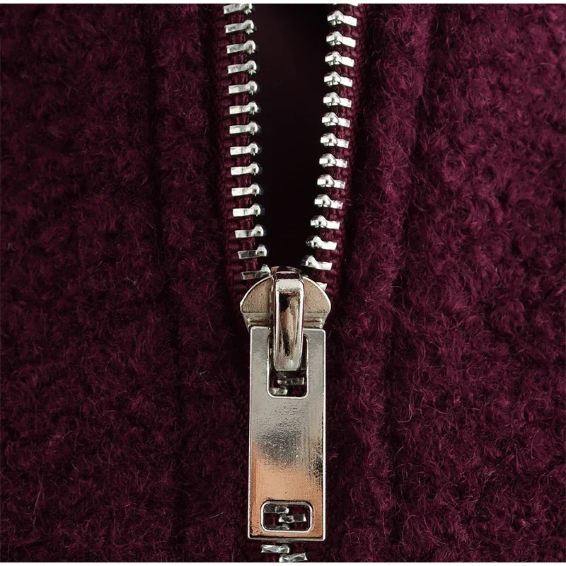 Casual Zipper Long Sleeve O-neck Coat for Women Spring New Solid Loose Female Jacket Vintage Ladies Outwear Top High Street