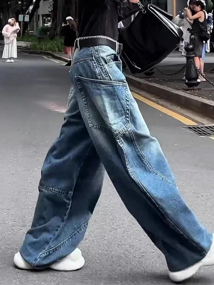 2000s Clothes Y2k Workwear Baggy Jeans Women Winter Wide Leg Trendy Hip Hop Grunge Jorts Female Korean Vintage Denim Trousers