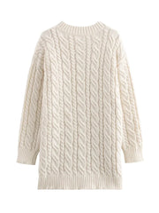 Beige Twist Knitted Cardigan Sweater Buttons Autumn Winter Women Loose Casual Long Cardigans Fashion New Female Sueter Mujer