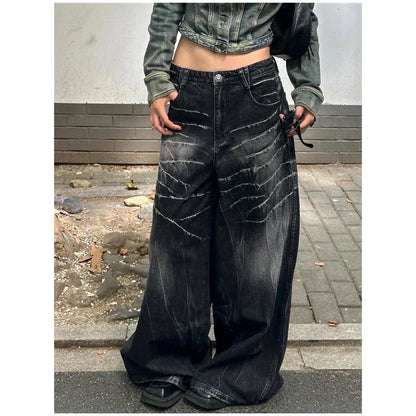 Women's Baggy Blue Jeans Vintage America Y2k Denim Trousers Harajuku High Waist Cowboy Pants Autumn Trashy Clothes