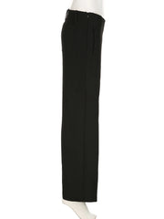 Casual Loose Solid Suitpants Office Lady Basic Mid-Waisted Straight Wide Leg Pants Women Summer Fashion Streetwear