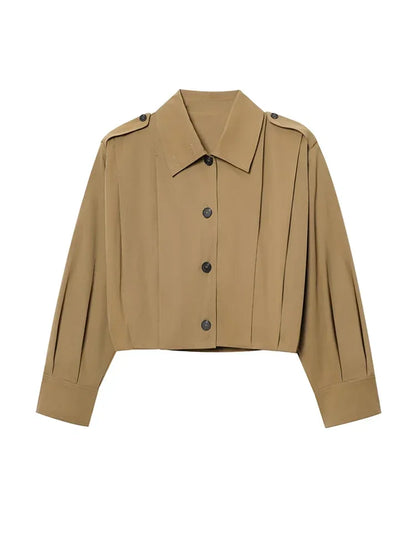 Lapel Single Breasted Loose Windbreaker Women Solid Oversized Jackets 2025 New Fashion Casual Autumn Chic High Street Outerwear