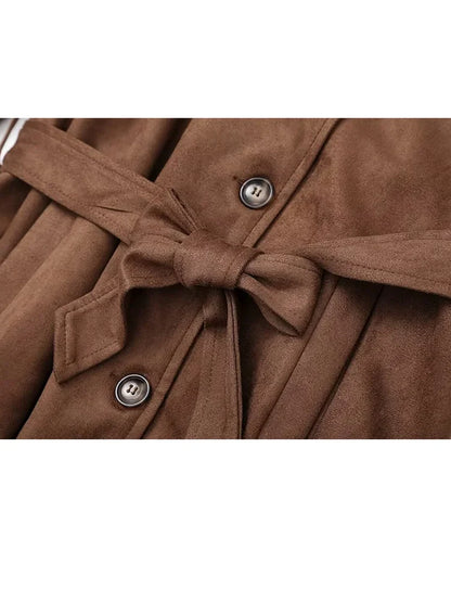 Female New Elegant Windbreaker Turn-Down Collar Long Sleeves Belt Solid Autumn Women's Double Breasted Trench Coat Mujer