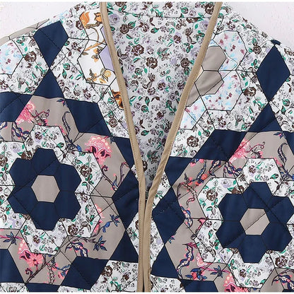 Casual Printed Women's Jacket Cardigan Winter Warm Vintage Women Coat V-neck Long Sleeve Jackets Bohemian Ladies Coats Outerwear