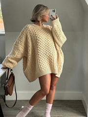 Oversized Knit Lazy O-Neck Solid Sweaters