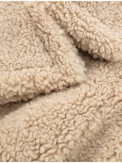 Thicken Warm Outwear Women Furry Double Breasted Loose Turn-down Collar Casual Long Coat Female Winter Chic Jackets