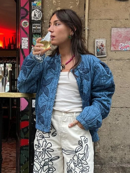 Autumn Winter Single Breasted Pocket Female Jacket Fashion Maple Leaf Women Padded Coat Chic New Lady Outerwear High Street