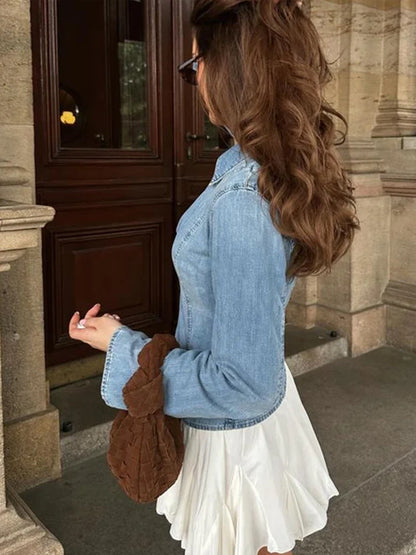 Women's Denim Jacket Without Buckle Tie Up Slim Fit Female Jacket New Baseball Jersey Casual Summer Autumn Simple Jacket