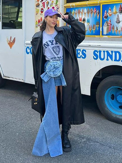 Y2K Summer Skirt Women Korean Fashion Blue A Line Mini Bodycon Jean Skirts Sexy Streetwear Floral High Waist Denim