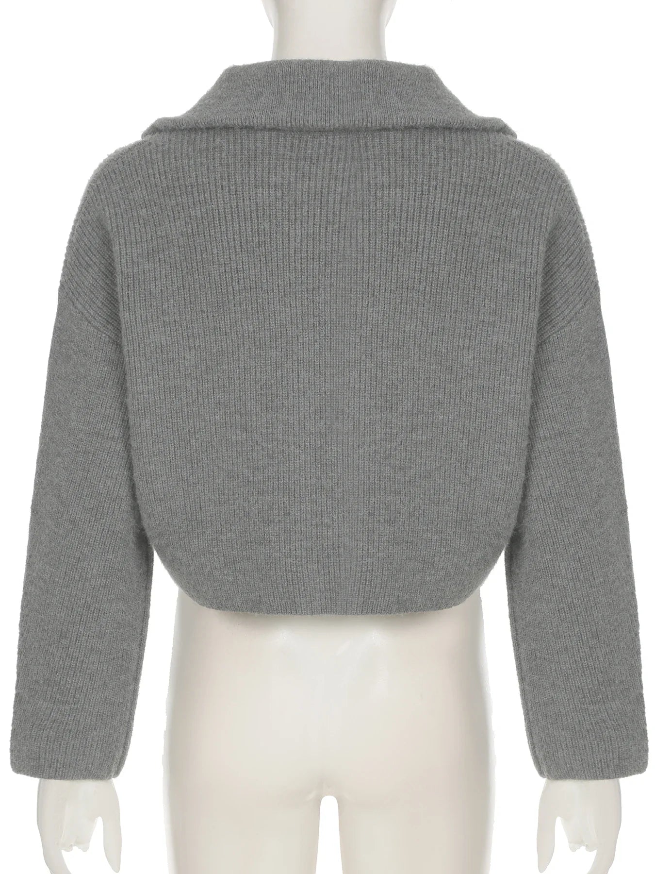 Casual Solid Zipper Knitted Cardigans Slim Turn-Down Collar Long Sleeve Sweater Coats Women Autumn Winter Fashion