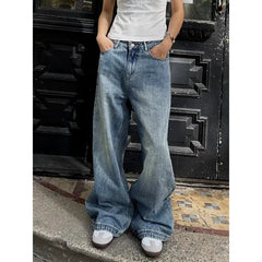 Vintage Oversized Y2k Jeans Woman Korean Fashion Casual Basic Baggy Blue Denim Pants America Style Streetwear Trousers
